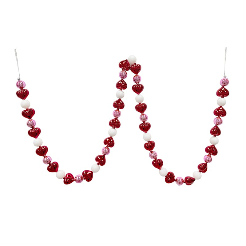 Red, Pink & White Valentine's Heart Shatterproof Garland, 6' | At Home