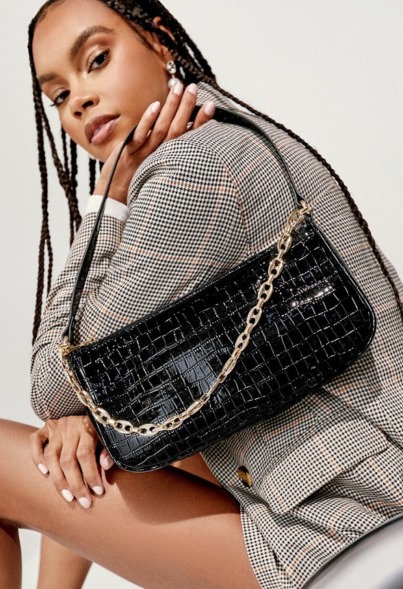 Chain Trim Shoulder Bag | JustFab