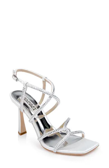 Badgley Mischka Collection Brooke Ankle Strap Sandal in White Satin at Nordstrom Rack, Size 5.5 | Nordstrom Rack