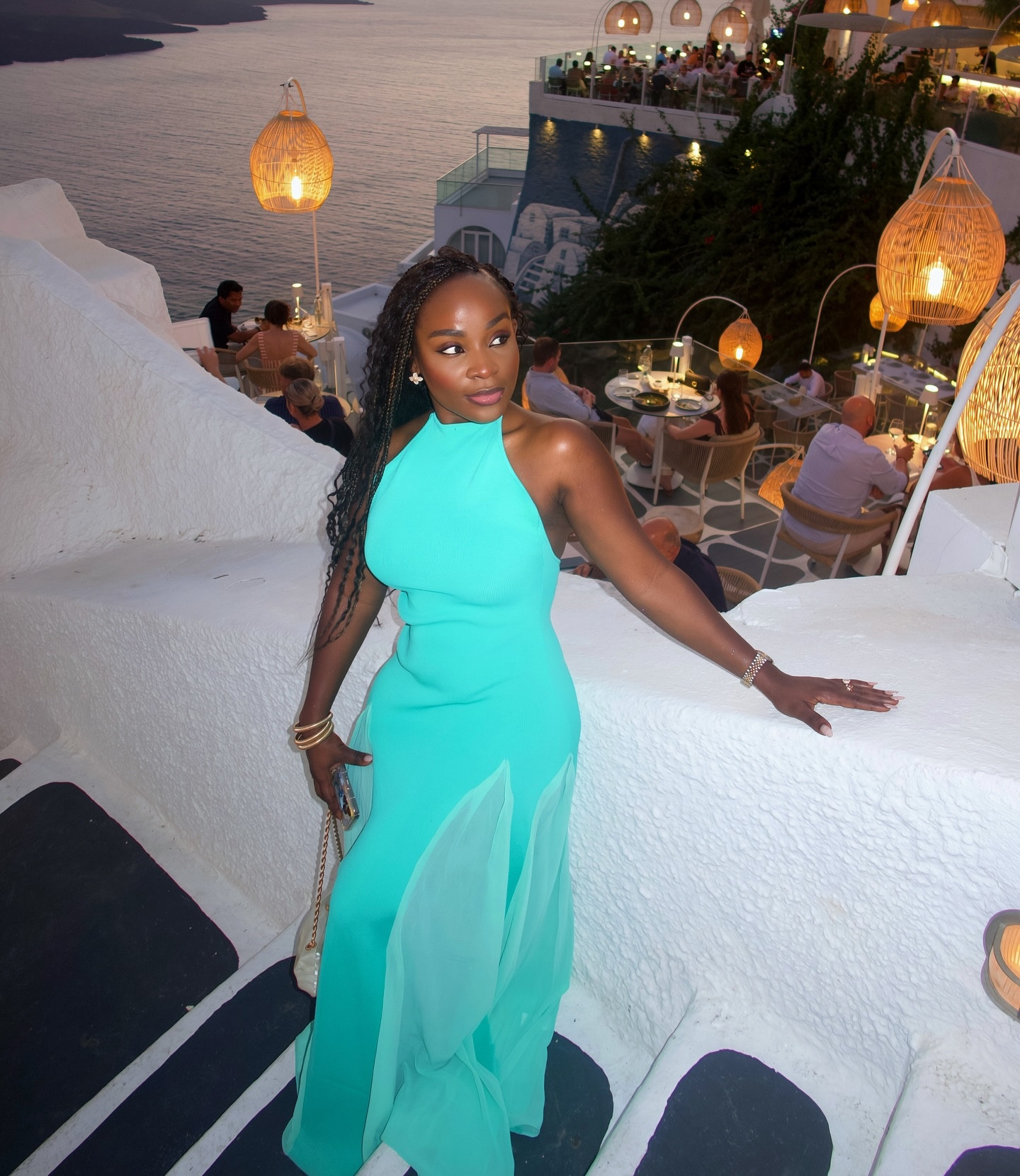 Sunset 🌅 🍽️ ✨ 🩵🩵 @meshki

#LTKtravel #LTKdresses