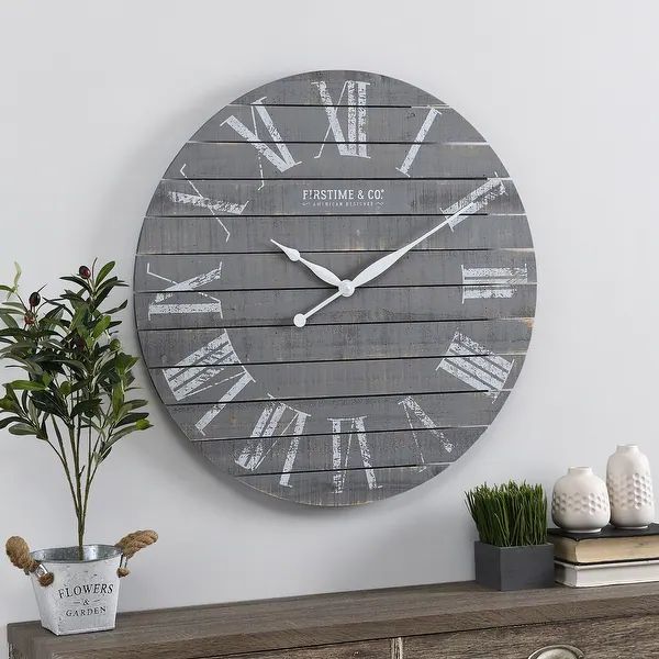 FirsTime & Co.® Gray Aranza Shiplap Farmhouse Clock, American Crafted, Gray, Wood, 29 x 2.25 x 2... | Bed Bath & Beyond