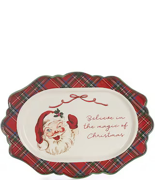 Mud Pie Classic Christmas Collection Vintage Santa Sentiment Oval Platter | Dillard's | Dillard's