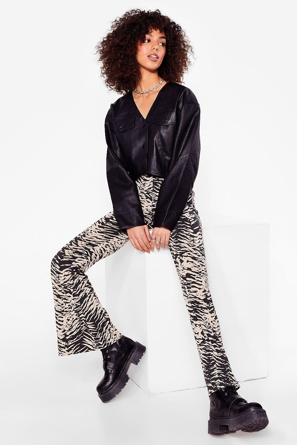 Zebra High Waisted Flare Pants | Nasty Gal (US)