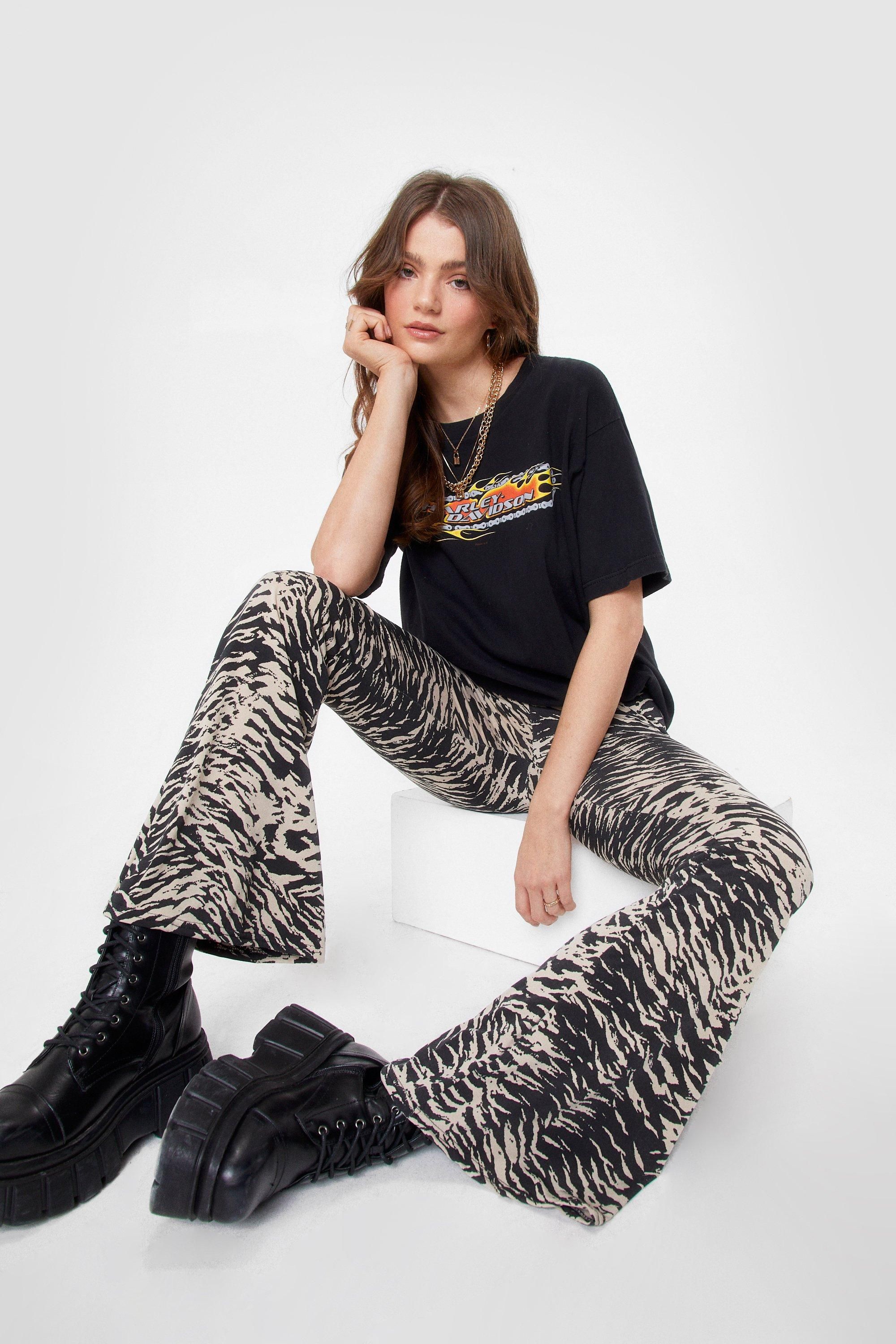 Zebra High Waisted Flare Pants | Nasty Gal (US)