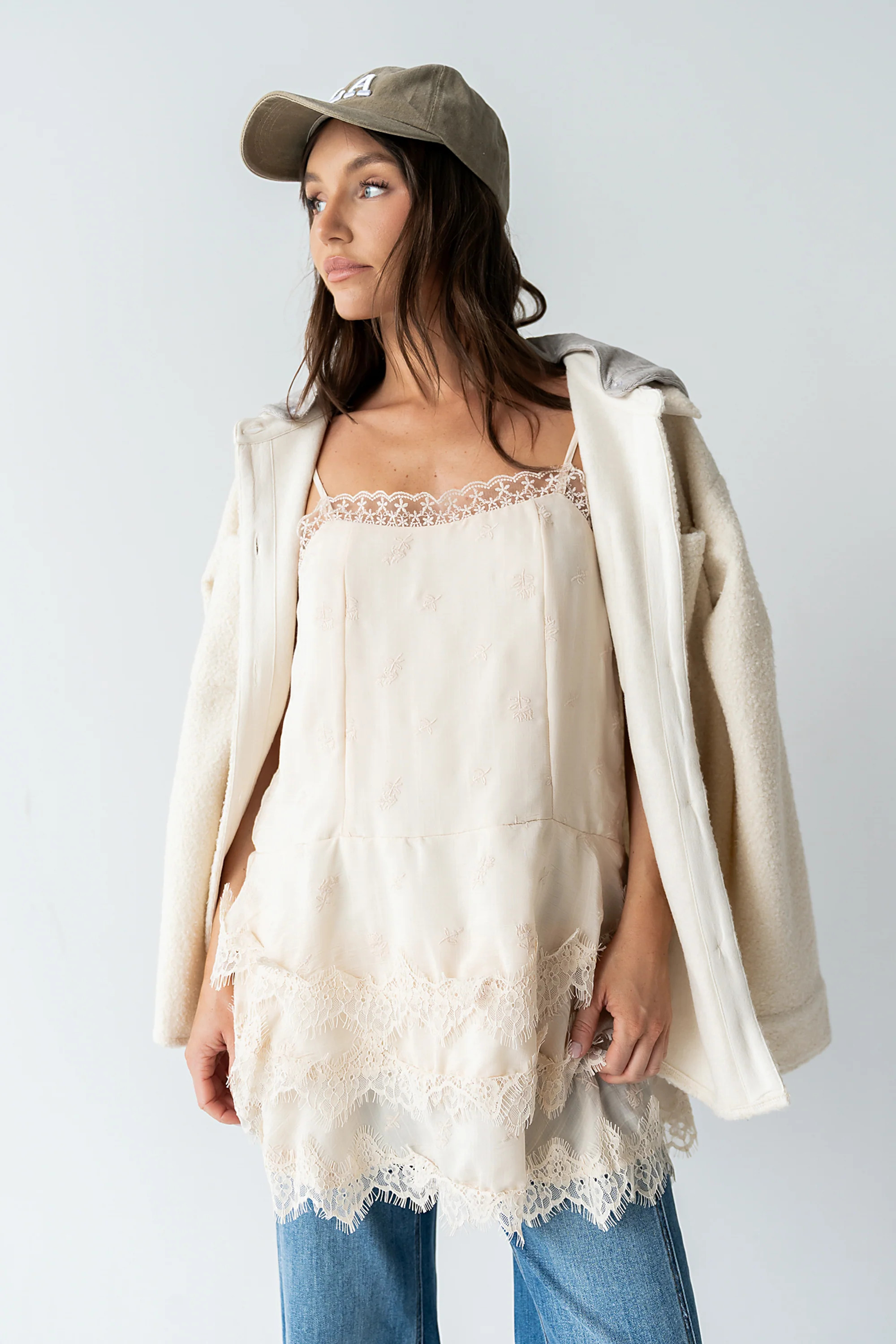 Lewis Lace Mini Dress in Cream | Böhme US