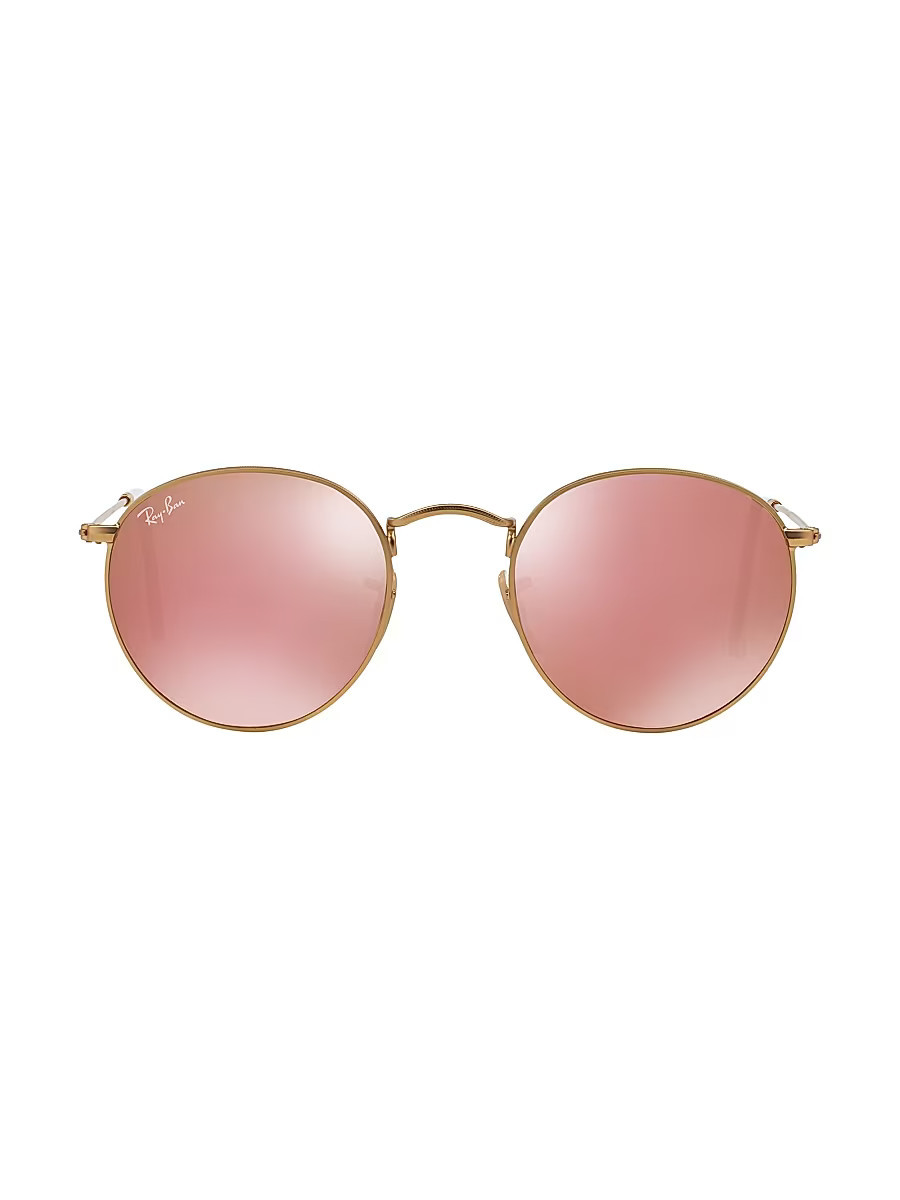 Women's RB3447 53MM Mirrored Round Sunglasses - Brown Pink | Saks Fifth Avenue