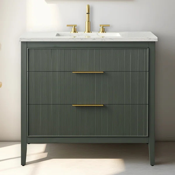 36'' Single Bathroom Vanity with Engineered Stone Top | Wayfair North America