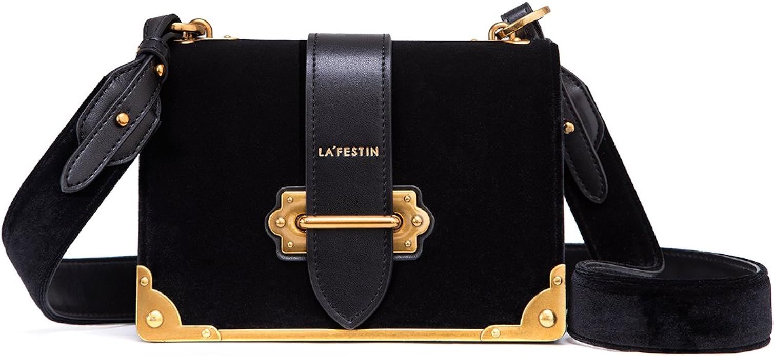 LA'FESTIN Vlevet Leather Shoulder Bag for Ladies Cross Body Handbag | Amazon (US)