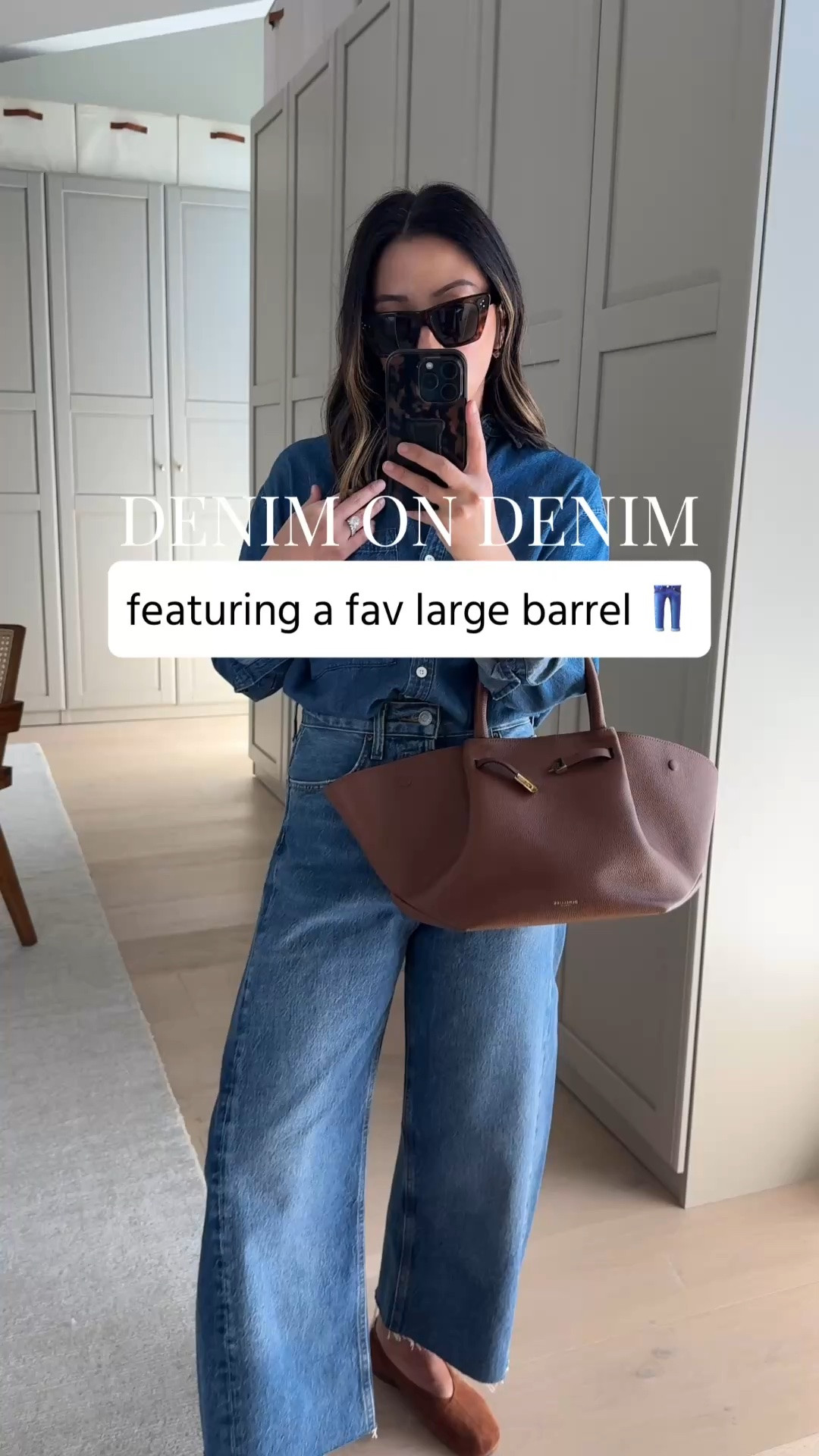 The jeans everyone said would be one-and-done — going on year 3. Love the wash on these they’re truly stunning! A true high-rise. Large barrel. Had to cut the hems. 

AYR denim shirt xs
AGOLDE Luna jeans 24, cut hems
Reformation flats 5 - run slightly small but these do stretch out with wear. 
DeMellier New York bag in medium
Celine sunglasses
Dorsey James necklace 15”
Electric Picks earrings

#LTKPetite #LTKootd #LTKmomlife