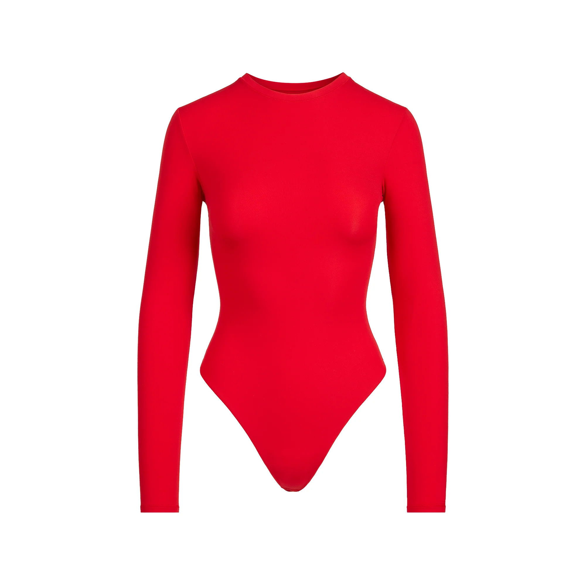 SKIMS Long Sleeve Crew Neck Bodysuit | Red | Large | Fits Everybody | SKIMS (US)
