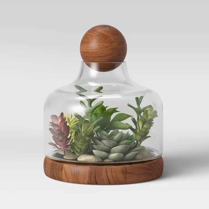Recycled Glass/Wood Terrarium Blue - Smith & Hawken™ | Target