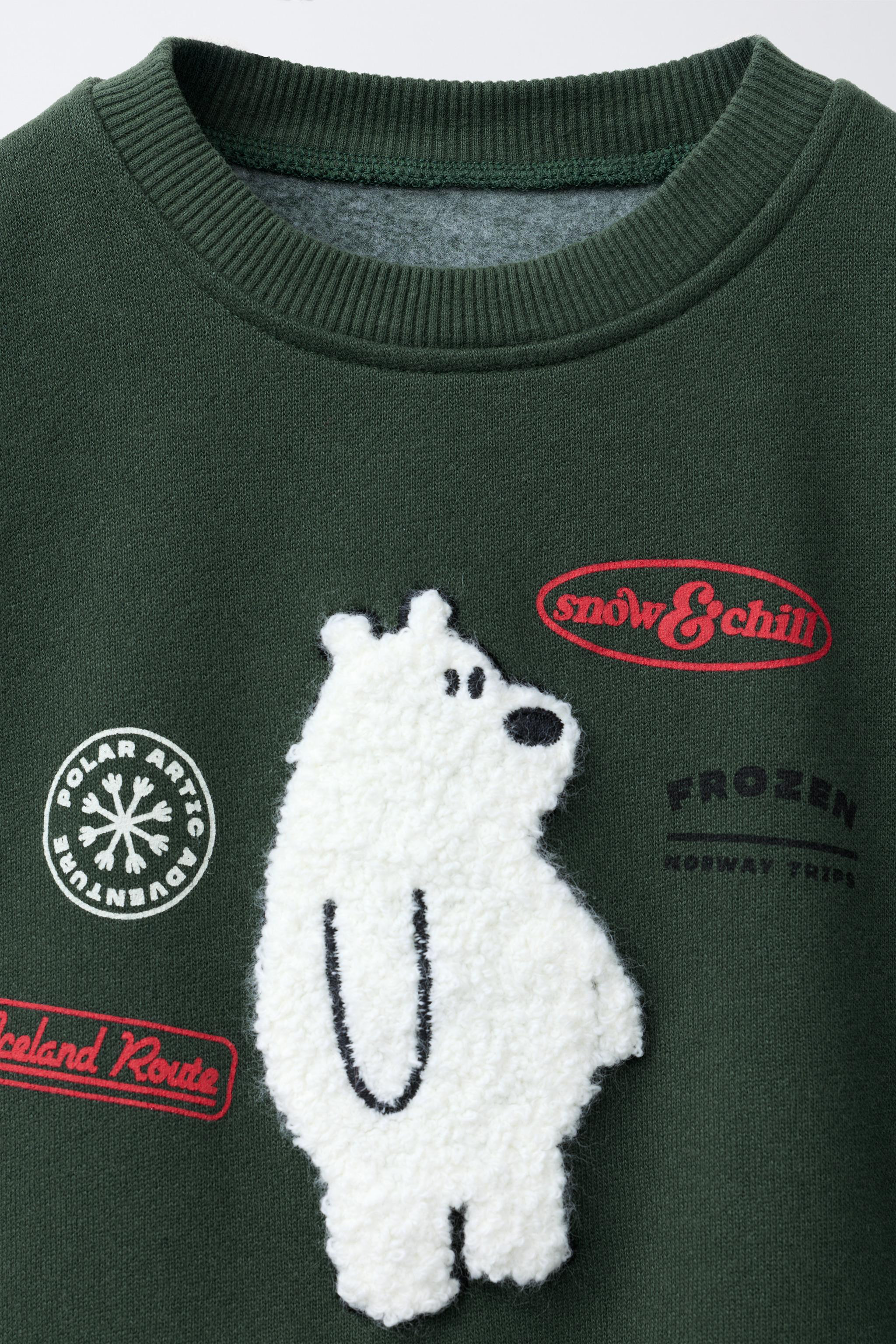 FAUX SHEARLING BEAR PATCH SWEATSHIRT | Zara UK