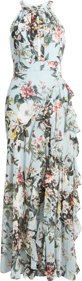 Floral Print Halter Neck Asymmetric Hem Dress | Nordstrom