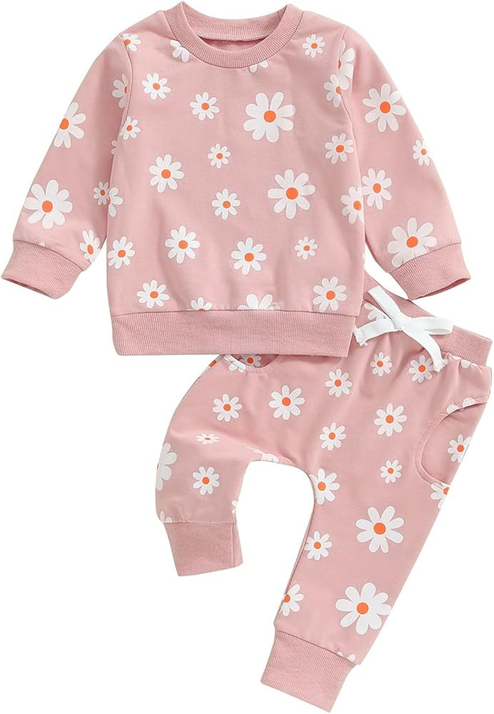 WZTYYDS Toddler Baby Girl Clothes 6 12 18 24 Months Fall Outfits Long Sleeves Sweatshirt Tops Pan... | Amazon (US)