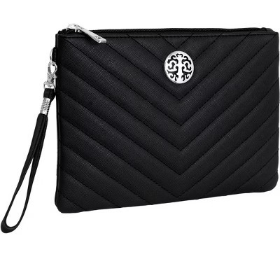 Rebecca & Rifka Saffiano Chevron Quilted Medallion Zip Wristlet | Target