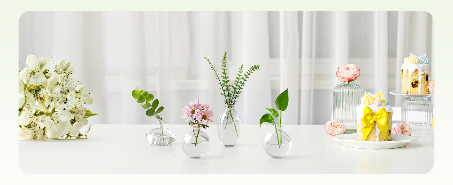 Bud Vases 3Pcs/Set Small Vases Handmade Cute Green Small Vases for Flowers Centerpieces Glass Vas... | Amazon (US)