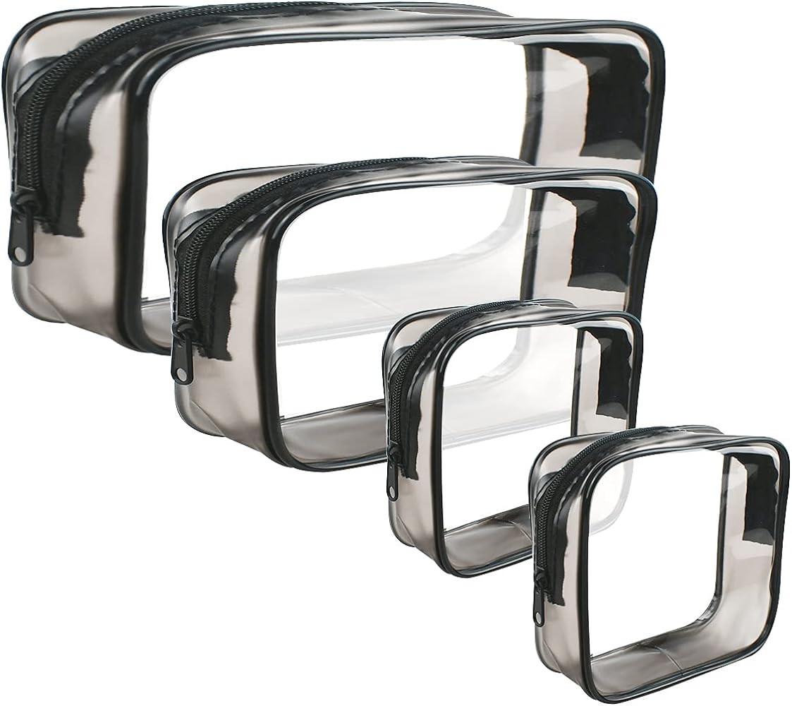 4 Pack Clear Cosmetic bag for travel Clear Toiletry Makeup Bags Tsa Approved Pouch Carry on Airpo... | Amazon (US)