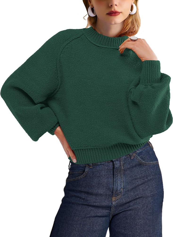 SuperPrity Sweaters for Women Fall 2024 Mock Neck Long Sleeve Knit Oversized Cropped Pullover Swe... | Amazon (US)