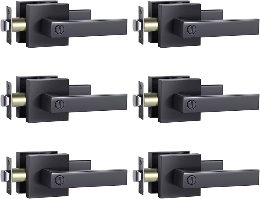 Ohuhu Door Black Handle Lever Lock 6 Pack Heavy Duty Interior Door Knob Privacy with Modern Conte... | Amazon (CA)