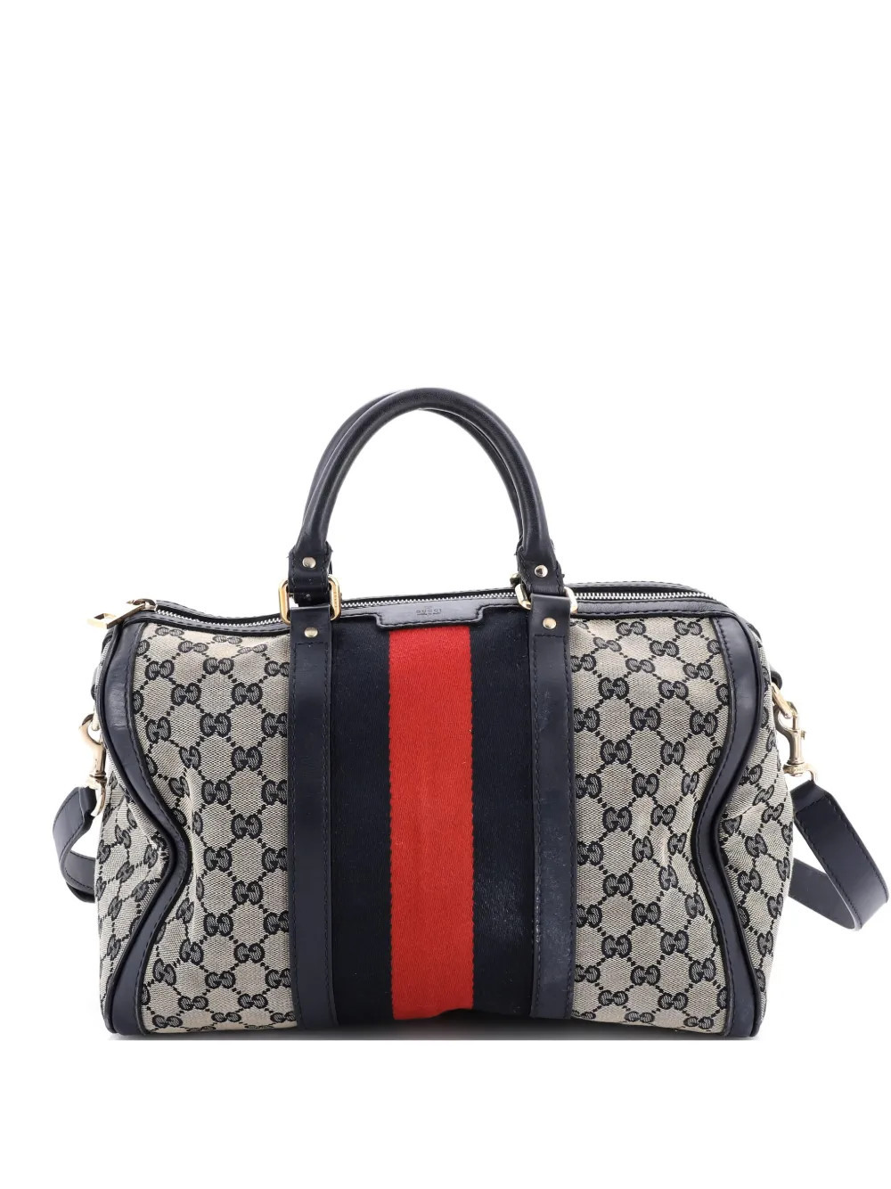 Gucci Pre-Owned Vintage Web Boston Bag GG Canvas Medium satchel - Blue | Farfetch Global