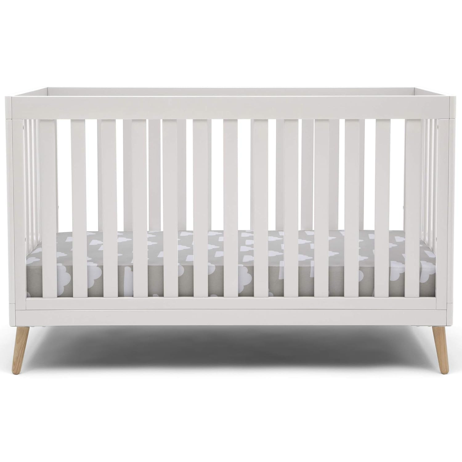 Delta Children Essex 4-in-1 Convertible Baby Crib, Bianca White with Natural Legs | Amazon (US)