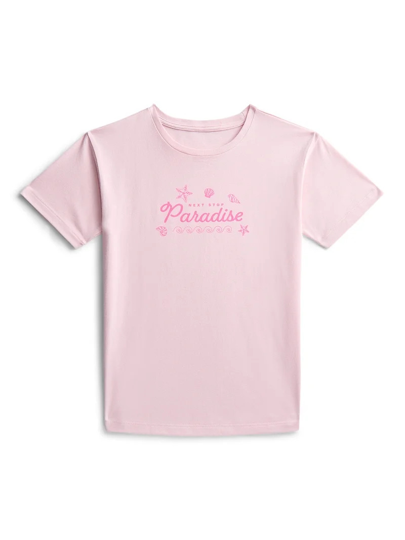 Wonder Nation Girls Delicate Paradise Graphic Tee with Short Sleeves, Sizes 4-18 | Walmart (US)