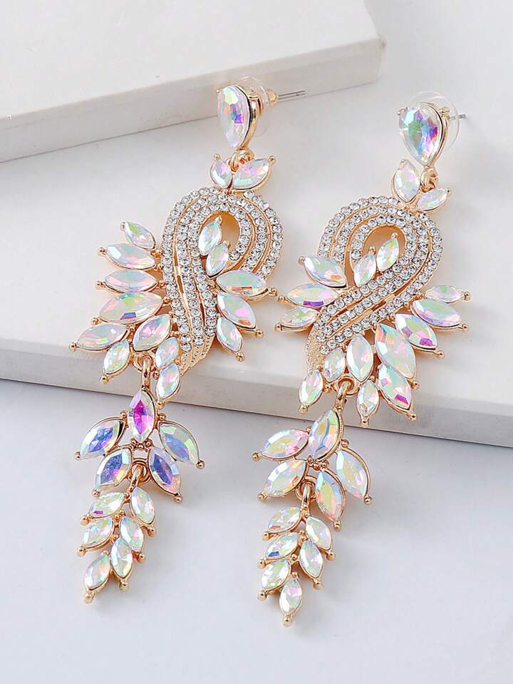 1pair Exaggerated Glass Pendant Earrings | SHEIN