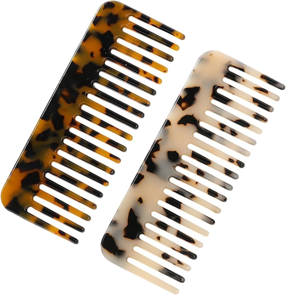 2 Pack Wide Tooth Comb For Women - Large Detangling For Curly Wavy Hair - Cellulose Acetate Comb ... | Amazon (US)