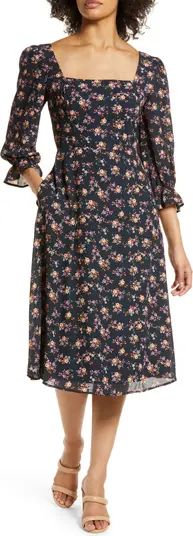 Floral Bell Sleeve Midi Dress | Nordstrom