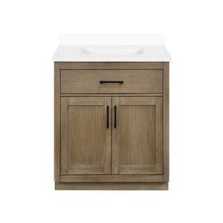 OVE Decors Bailey 30 in. Bath Vanity in Driftwood Oak with Engineered Stone Vanity Top in White w... | The Home Depot