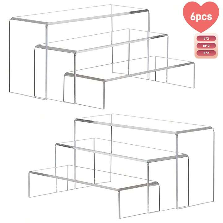 6pcs Clear Acrylic Jewelry Display Stands For Shoe, Candy, Action Figure Model Display, Etc. | SHEIN