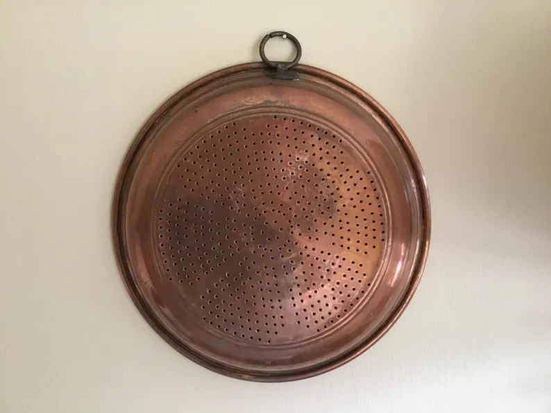 Vintage Solid Copper 10 inch Sieve Colander | Etsy (Global)