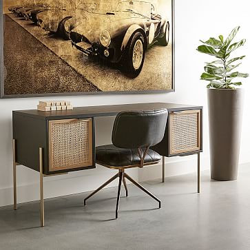 Lofted Rattan & Wood Desk (61") | West Elm (US)