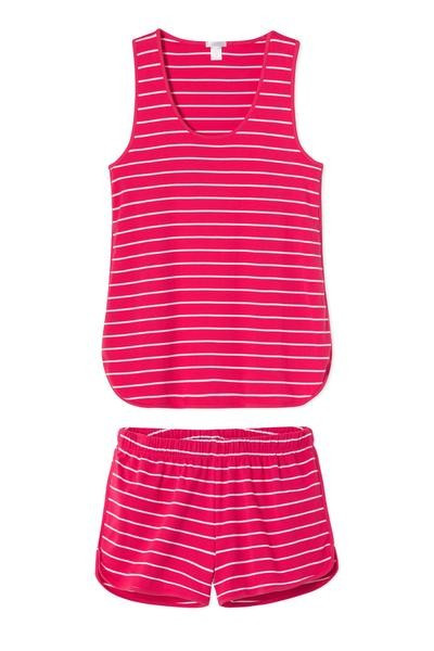 Pima Tank-Short Set in Geranium | LAKE Pajamas
