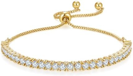 MINDDHA 14K Gold Plated Cubic Zirconia Tennis Bracelet – Elegant Tennis Bracelet for Women, Thi... | Amazon (US)