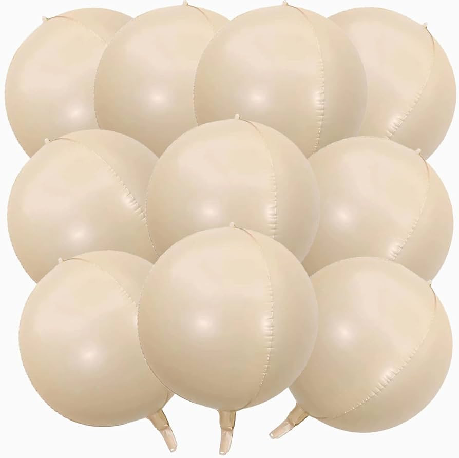 KALOR 22 Inch Nude Ball Foil Balloons,10 Pcs Beige Large 4D Giant Round Foil Balloon for for Birt... | Amazon (US)