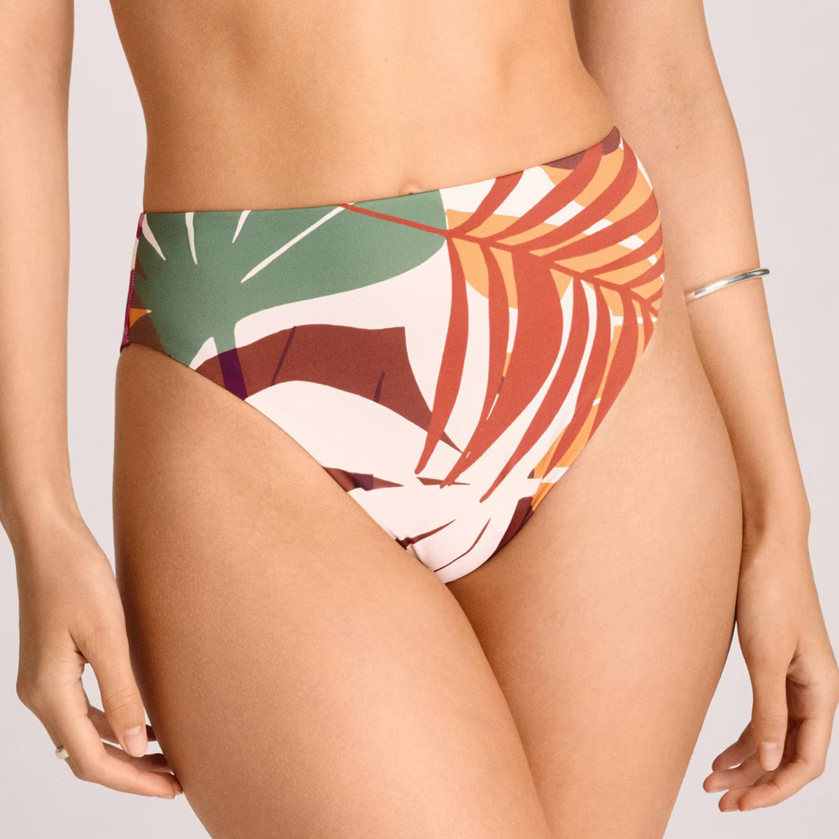Vitamin A Women's High Waist Full Coverage Bikini Bottom - Multi Palm Print M: Recycled Nylon, Sp... | Target