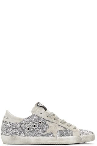 SSENSE Exclusive Silver Glitter Superstar Sneakers | SSENSE 