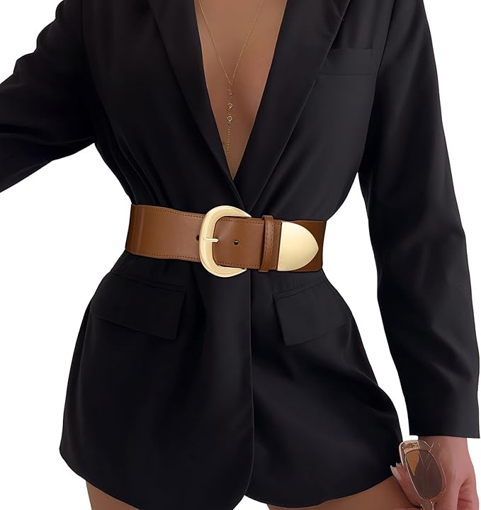 Women Wide Elastic Waist Belt for Dresses Fashion Thick Stretchy Belt for Trendy | Amazon (US)