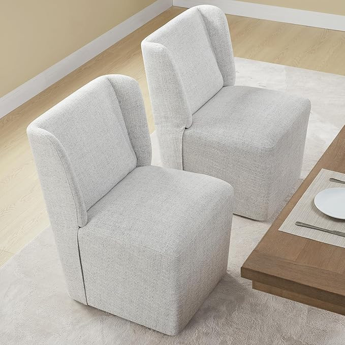 Amazon.com - KISLOT Upholstered Dining Chairs Set of 2 with Casters, Wingback Modern Side Armless... | Amazon (US)
