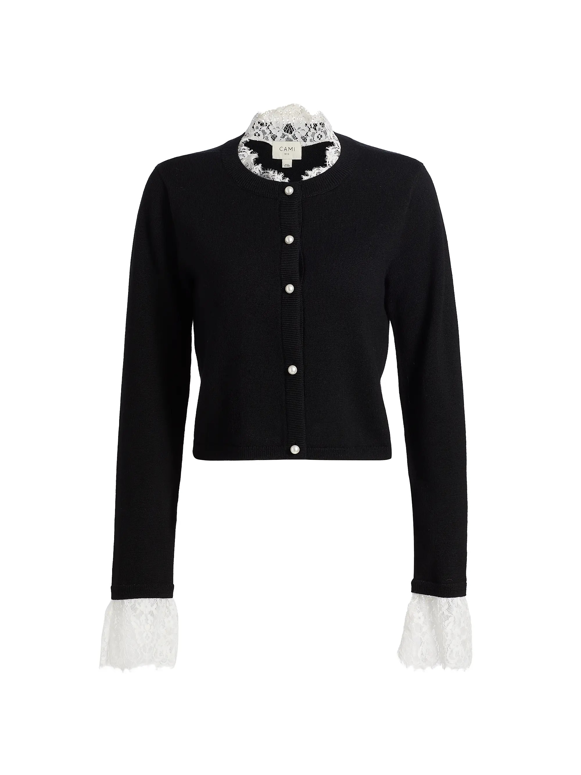 Eliana Merino Wool & Lace Cardigan | Saks Fifth Avenue