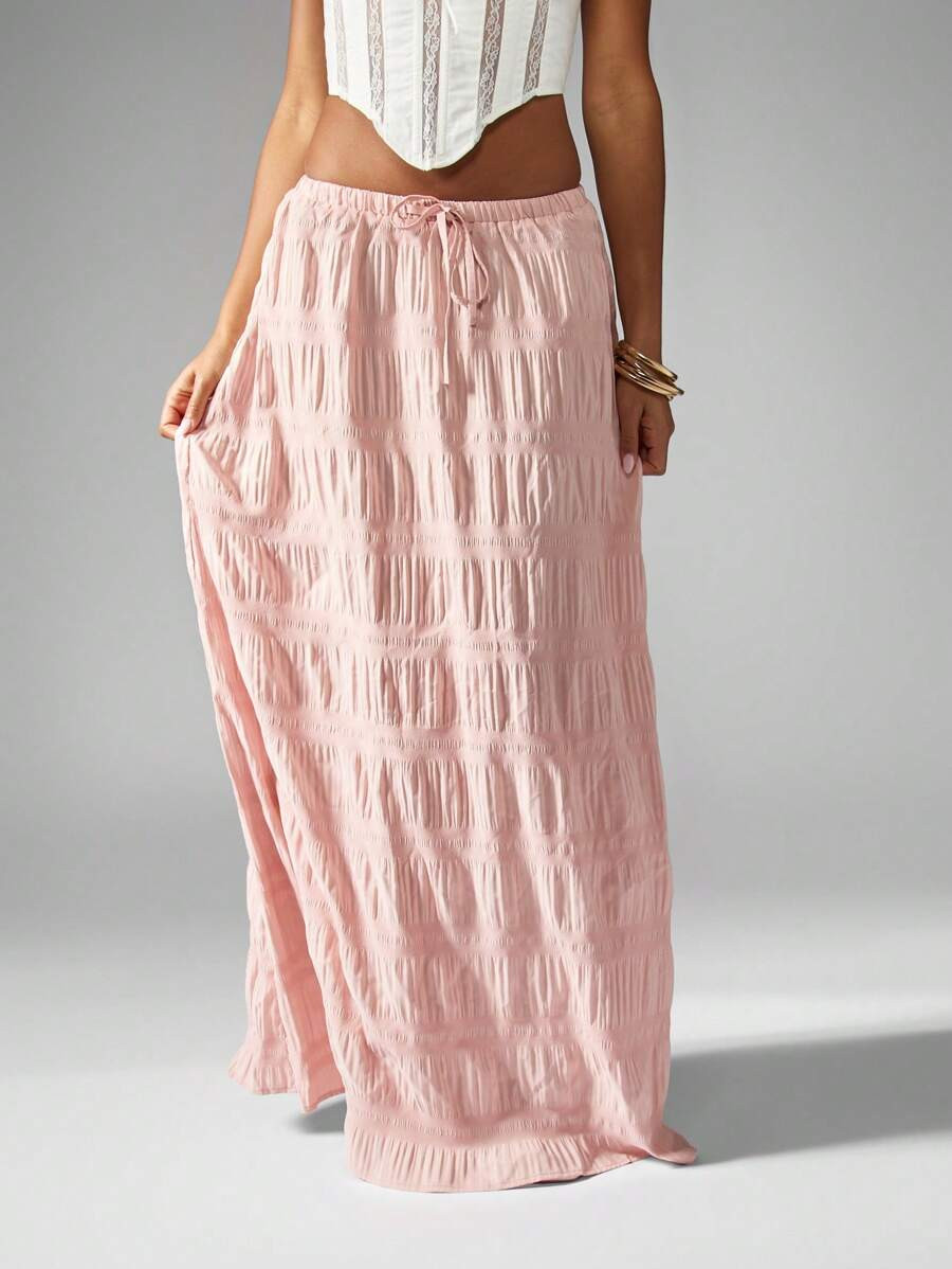 MISSGUIDED Bohemian Textured Crinkle Maxi Skirt Summer Beachwear Resort Wear Long Flowy Loungewea... | SHEIN