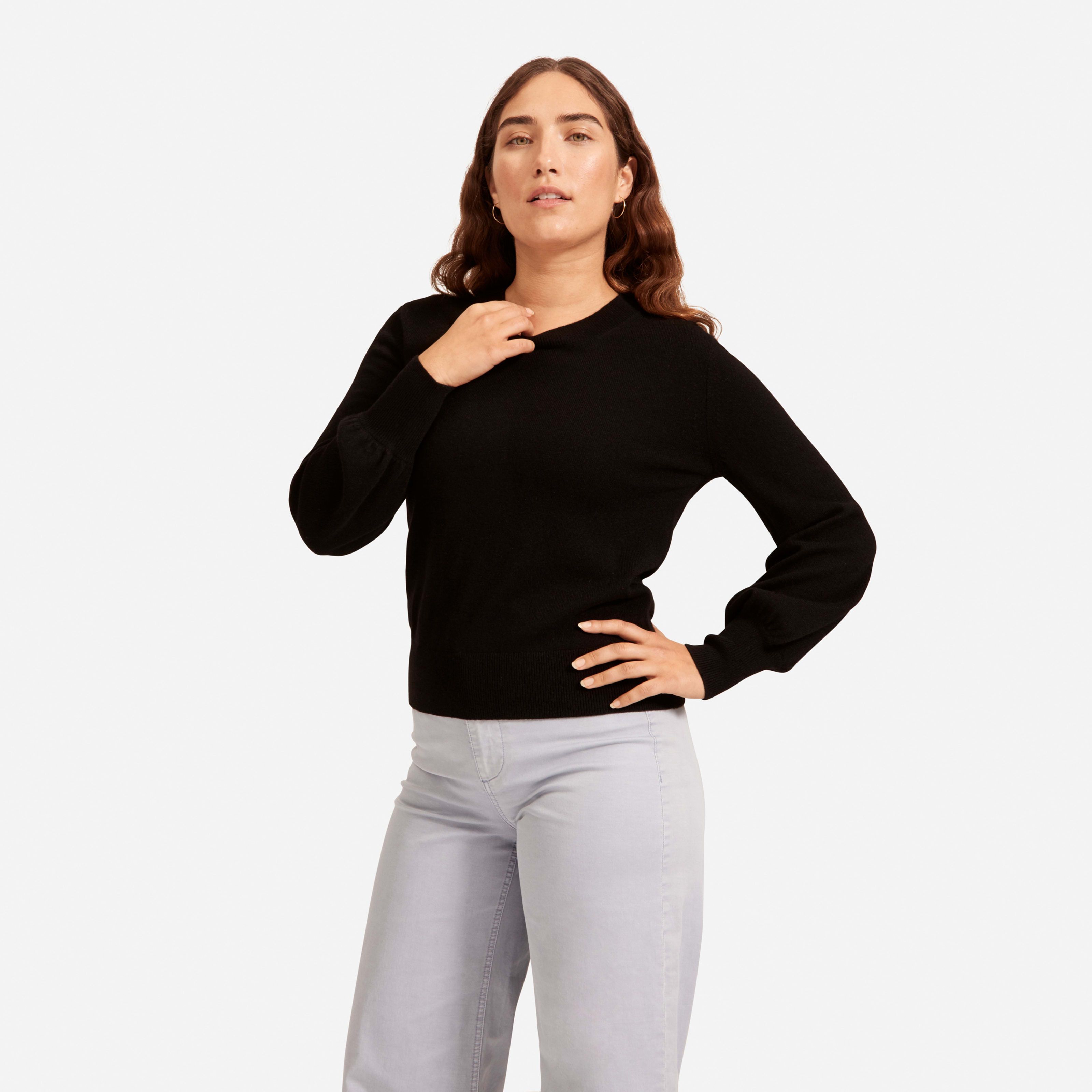 Women's Cashmere Lantern Sweater by Everlane in Black, Size XS | Everlane