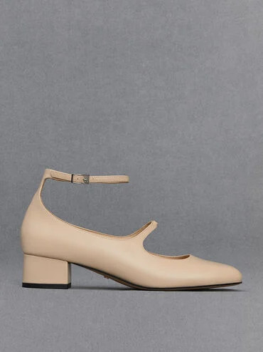 Beige Claire Leather Mary Jane Pumps | CHARLES & KEITH | Charles & Keith EU