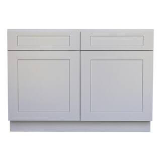 Ready to Assemble 42x34.5x24 in. Shaker Sink Base Cabinet with 2-Door and 2 Fake Drawer in Gray | The Home Depot
