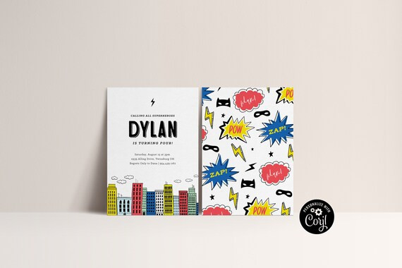 Superhero Invitation Superhero Birthday Modern Superhero | Etsy | Etsy (US)