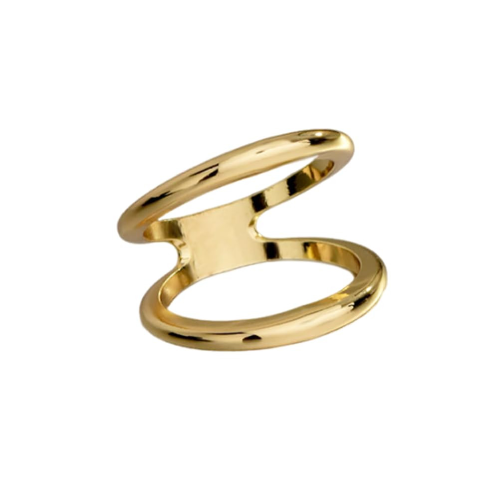 Minimalist Oval Silk Scarf Clip Band Ring for Women Layered Double Bands Statement Finger Rings S... | Amazon (US)