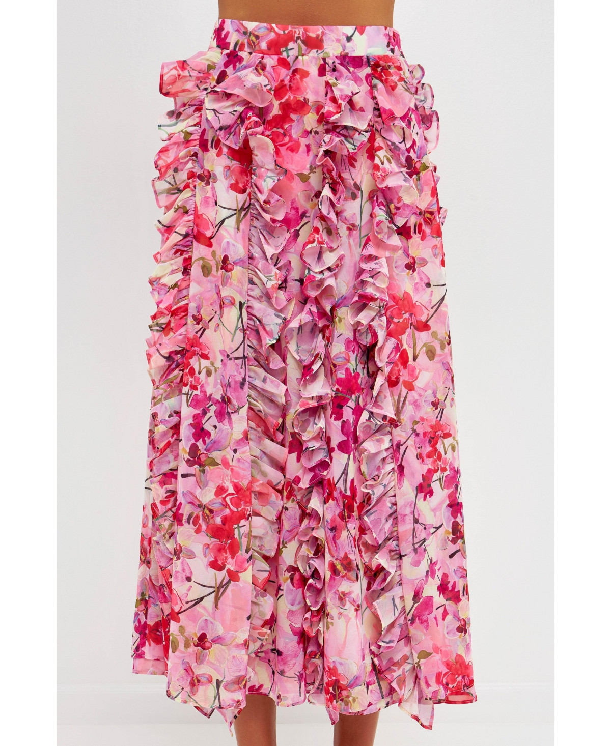 Women's Floral Ruffled Maxi Skirt | Macys (US)