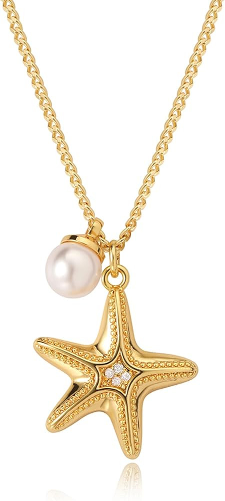 MEVECCO Dainty Gold Seashell Pendent Necklace Ocean Necklace for Women 18K Gold Plated Necklace B... | Amazon (US)