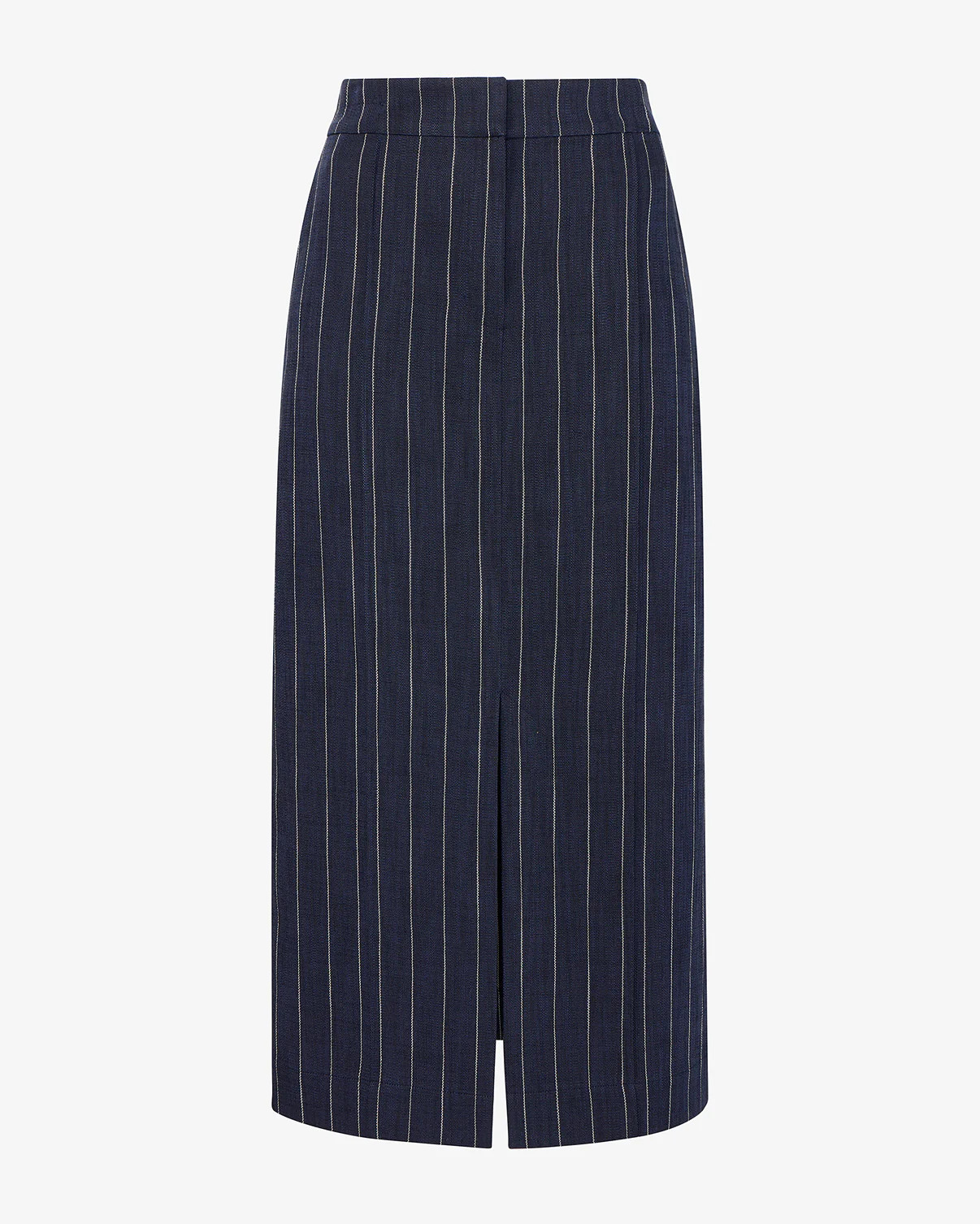 Meghan Midi Skirt - Woven Pinstripe :: Navy/Ivory | MM LaFleur